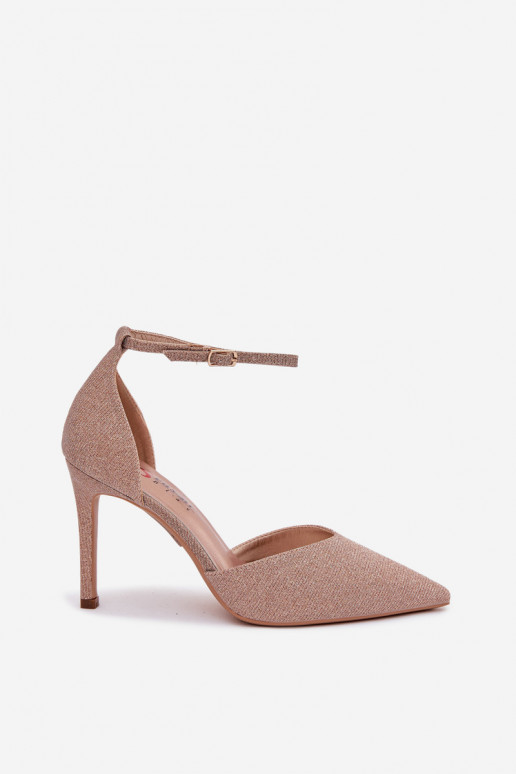 Sapatos de salto alto brilhantes com alças Szampańskie Joranne