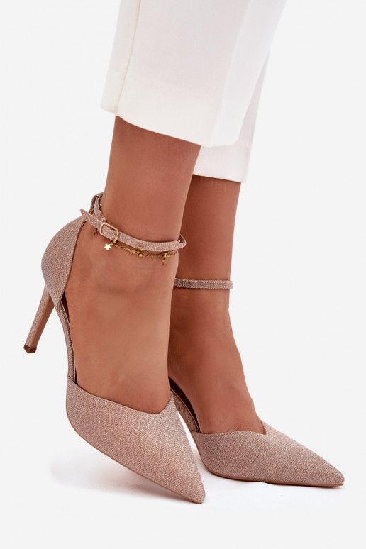 Sapatos de salto alto brilhantes com alças Szampańskie Joranne