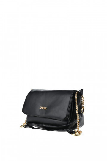 Portátil Carteiro Ze cor douradam Com corrente Big Star OO574048 preto 2