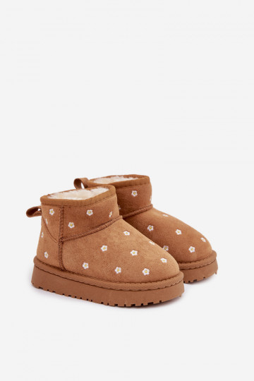 Botas de neve Infantil Ozdobione com motivos floraisuszkami cor marrom Gracina 2