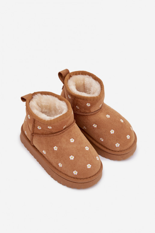 Botas de neve Infantil Ozdobione com motivos floraisuszkami cor marrom Gracina