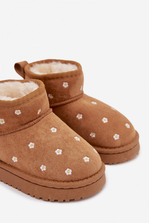 Botas de neve Infantil Ozdobione com motivos floraisuszkami cor marrom Gracina