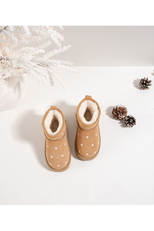 Botas de neve Infantil Ozdobione com motivos floraisuszkami cor marrom Gracina
