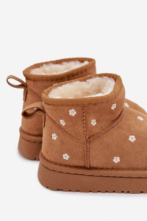 Botas de neve Infantil Ozdobione com motivos floraisuszkami cor marrom Gracina