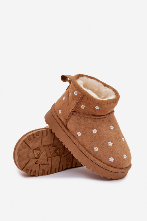 Botas de neve Infantil Ozdobione com motivos floraisuszkami cor marrom Gracina