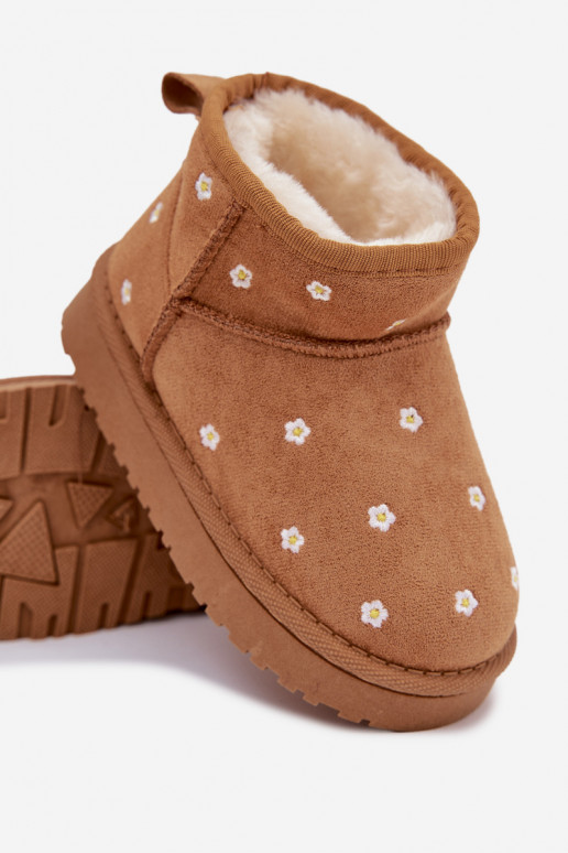 Botas de neve Infantil Ozdobione com motivos floraisuszkami cor marrom Gracina