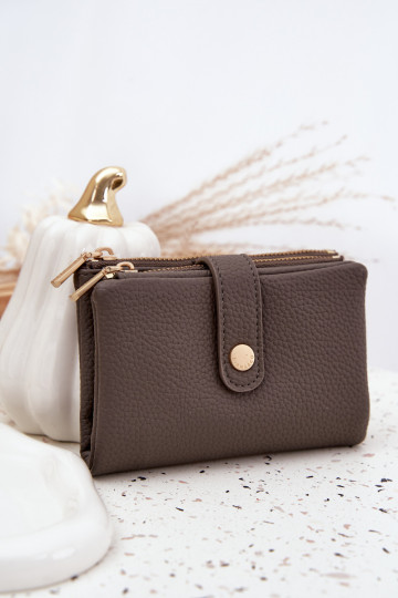 Carteira feminina de couro ecológico cor cinza Ilissea