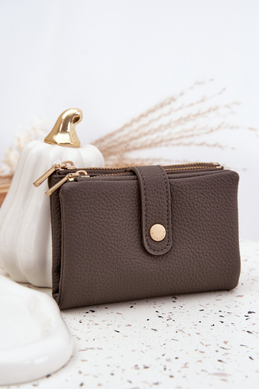 Carteira feminina de couro ecológico cor cinza Ilissea