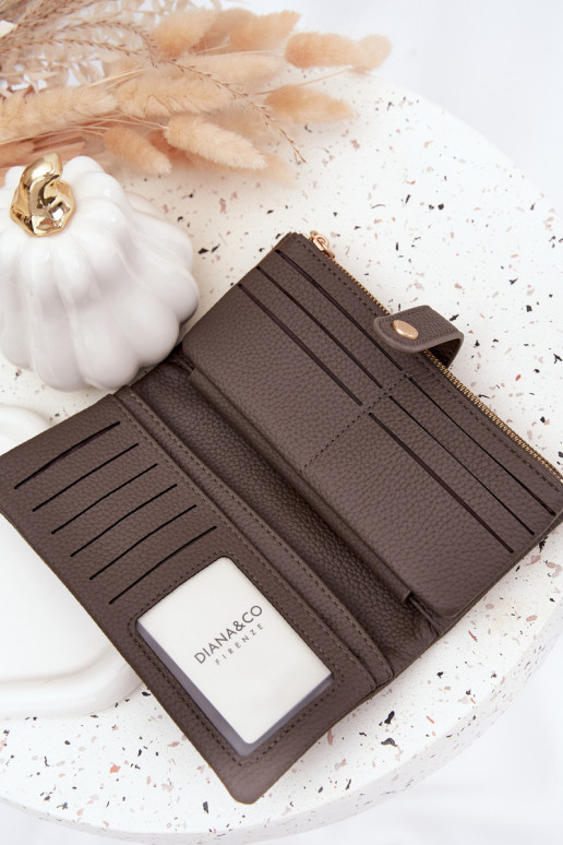 Carteira feminina de couro ecológico grande cor cinza Gilessa