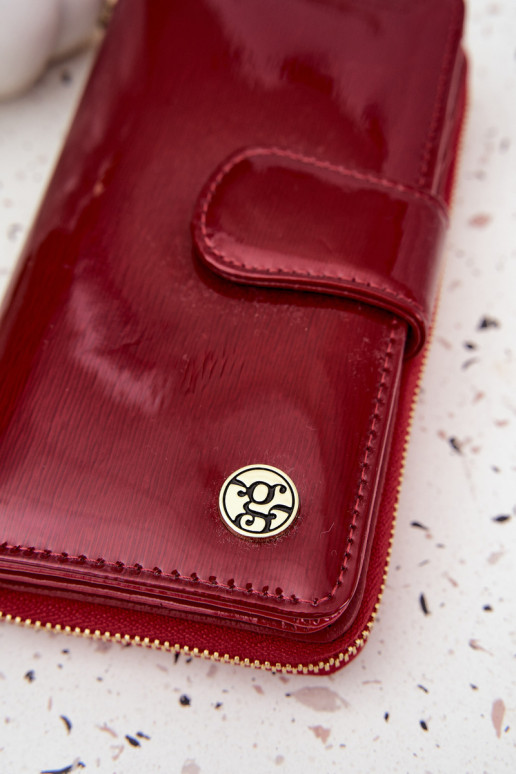 lacado Carteira feminina Ze cor douradam Detalem cor vermelha Evlinne