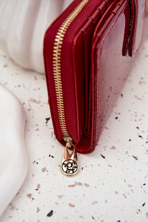 lacado Carteira feminina Ze cor douradam Detalem cor vermelha Evlinne