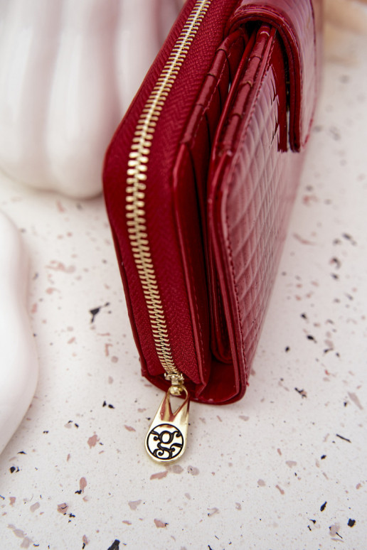 lacado Carteira feminina com uma impressão I cor douradam Detalem cor vermelha Evlinne