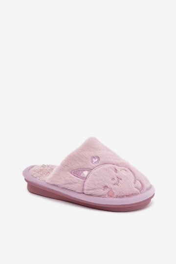 Chinelos infantis violetas com pelúcia Norene