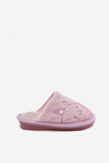 Chinelos infantis violetas com pelúcia Norene 2