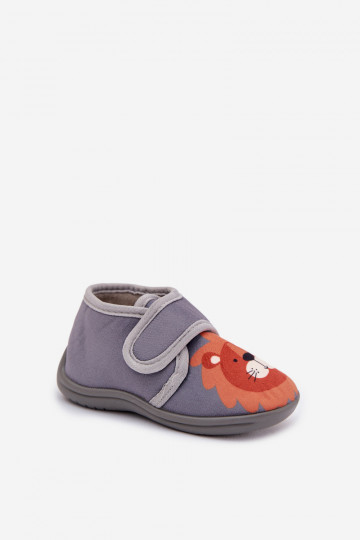 Chinelos infantis cinzas com velcro "Katline"