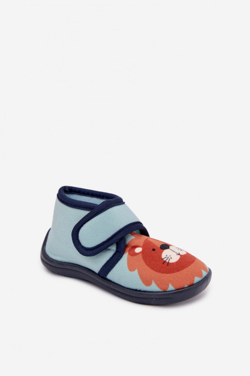 Chinelos Infantil com fixadores adesivos cor azul Katline