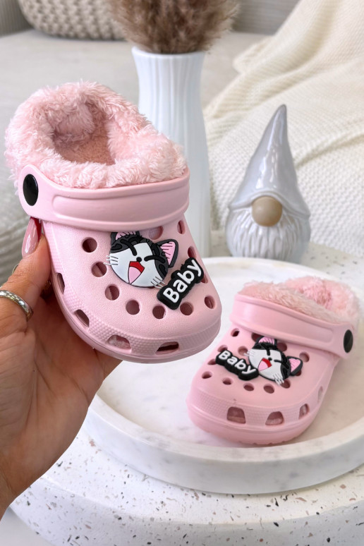 Chinelos infantis quentes com pelinho interior, cor rosa "Cerelle"