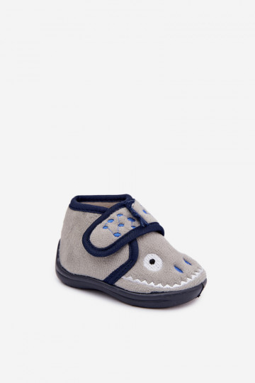 Chinelos infantis cinzas com velcro "Jeselle"
