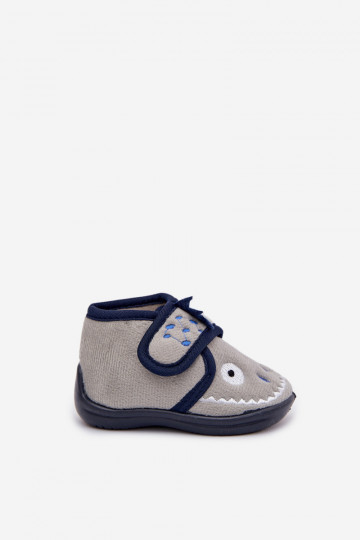 Chinelos infantis cinzas com velcro "Jeselle" 2