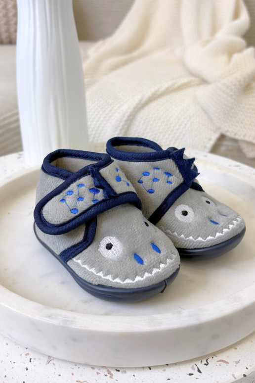 Chinelos infantis cinzas com velcro "Jeselle"