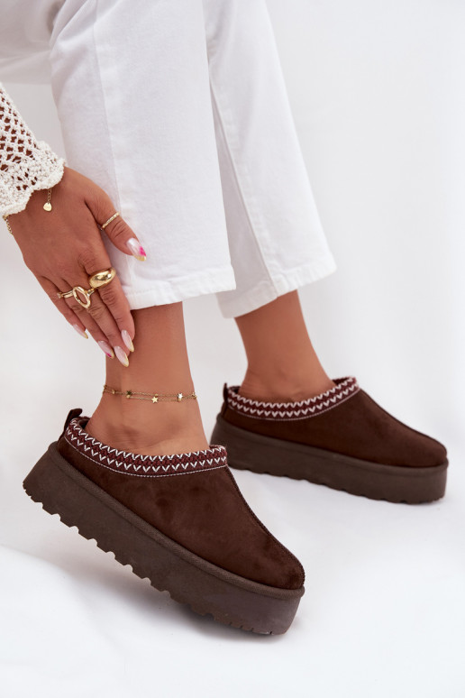 Baixo Botas de neve FemininoHaftem com uma plataforma CzekoladoParae Habilitadorirya