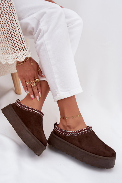 Baixo Botas de neve FemininoHaftem com uma plataforma CzekoladoParae Habilitadorirya