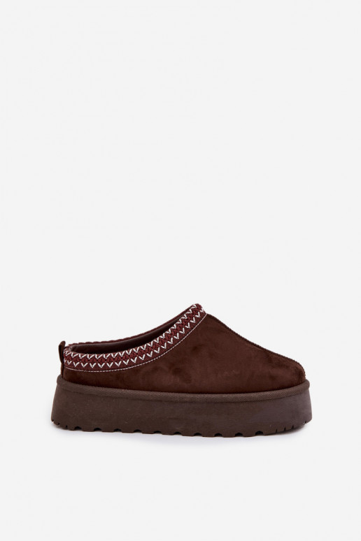 Baixo Botas de neve FemininoHaftem com uma plataforma CzekoladoParae Habilitadorirya