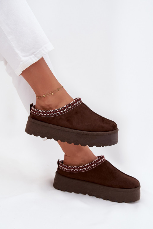 Baixo Botas de neve FemininoHaftem com uma plataforma CzekoladoParae Habilitadorirya