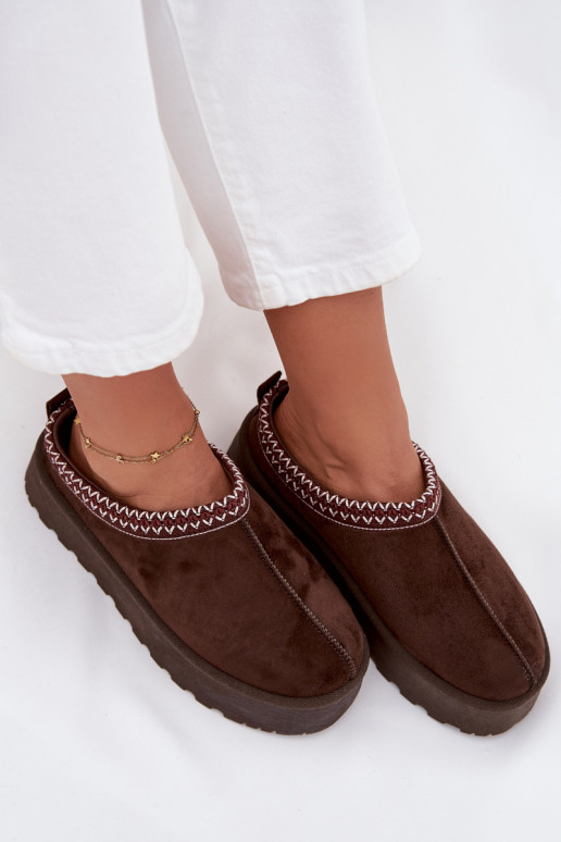 Baixo Botas de neve FemininoHaftem com uma plataforma CzekoladoParae Habilitadorirya