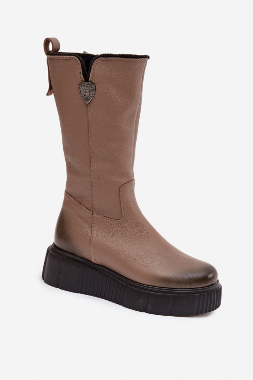 Zazoo 70121 Pele Feminino botas Com Vilna bege