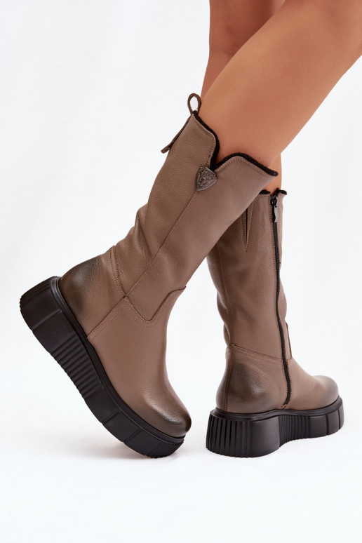 Zazoo 70121 Pele Feminino botas Com Vilna bege