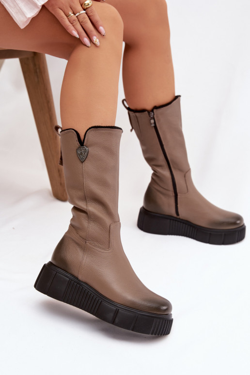 Zazoo 70121 Pele Feminino botas Com Vilna bege