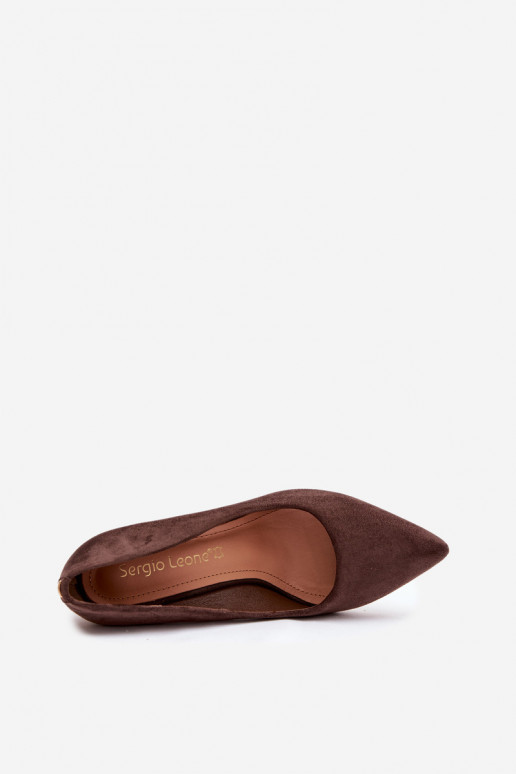Sapatos de camurça com salto Sergio Leone PB216 CzekoladoParae