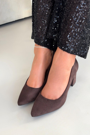 Sapatode camurça ecológicau com salto Sergio Leone PB414 CzekoladoParae 2