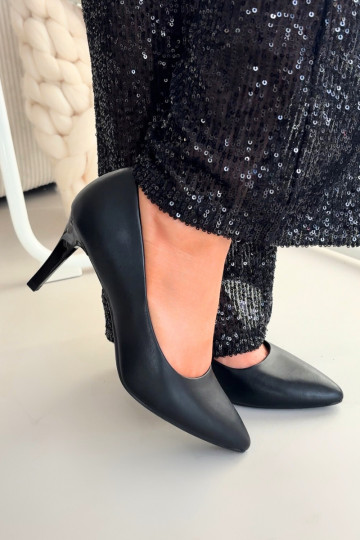 Sapatos de salto alto pretos de couro sintético Sergio Leone 1336 2
