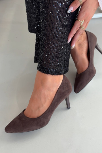 sapatos de salto alto de camurça ecológicaoParae Sergio Leone 1336 CzekoladoParae