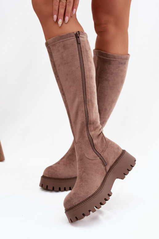 aquecimento botas femininas com uma plataforma Big Star OO274722 bege