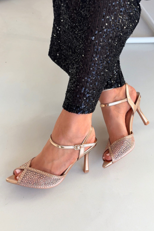 Sandálias femininas com salto fino Com decoração Szampańskie Peloria