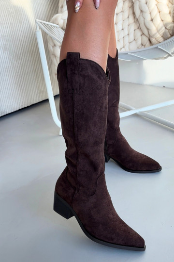 Botas femininas de estilo cowboy, cor chocolate Jazelle 2