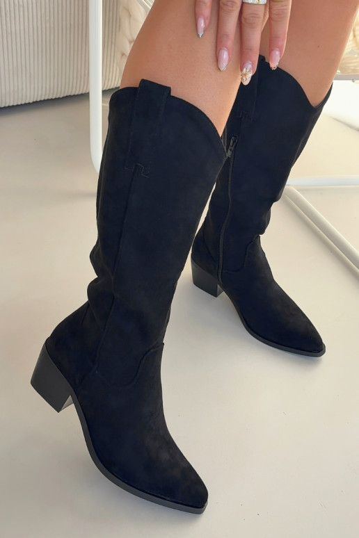 botas estilo vaqueiro Feminino cor preta Jazelle