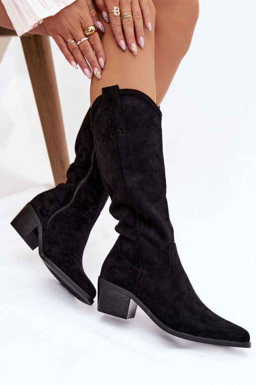 botas estilo vaqueiro Feminino cor preta Jazelle