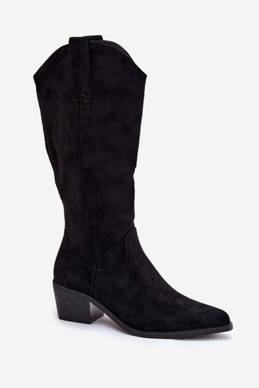 botas estilo vaqueiro Feminino cor preta Jazelle