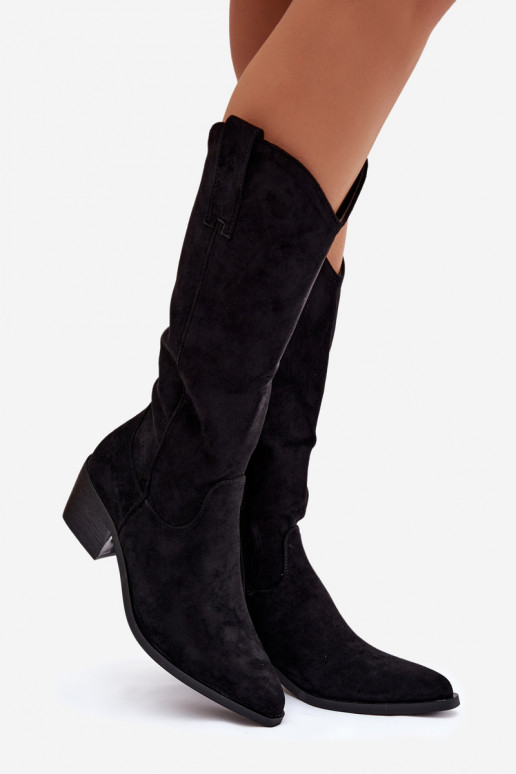 botas estilo vaqueiro Feminino cor preta Jazelle