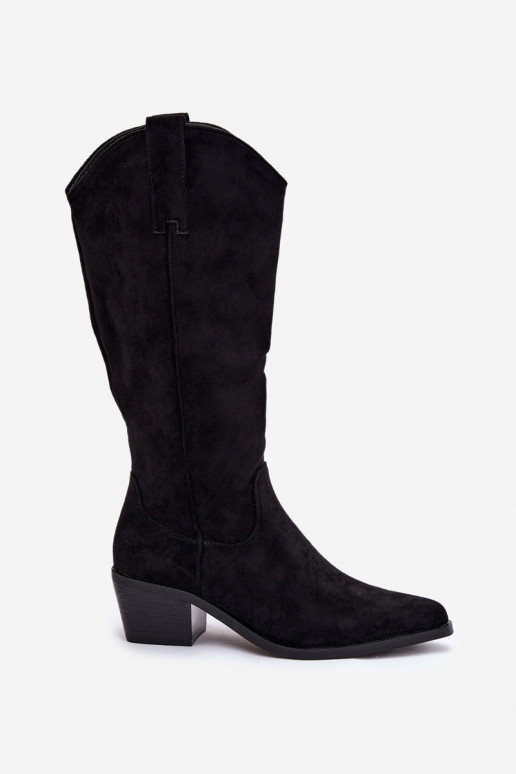 botas estilo vaqueiro Feminino cor preta Jazelle