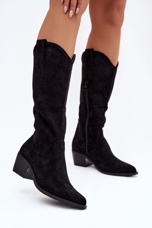 botas estilo vaqueiro Feminino cor preta Jazelle