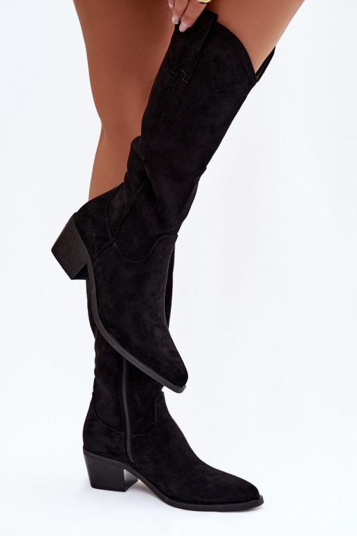 botas estilo vaqueiro Feminino cor preta Jazelle