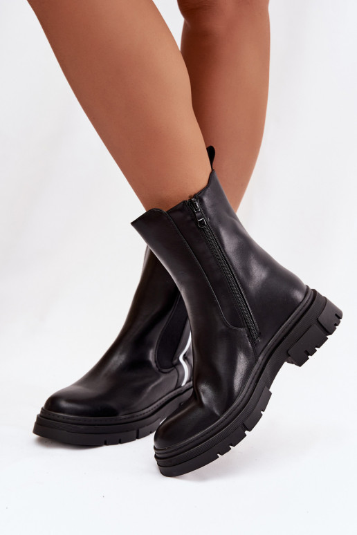 botas elegantes Feminino aquecimento cor preta Solenne