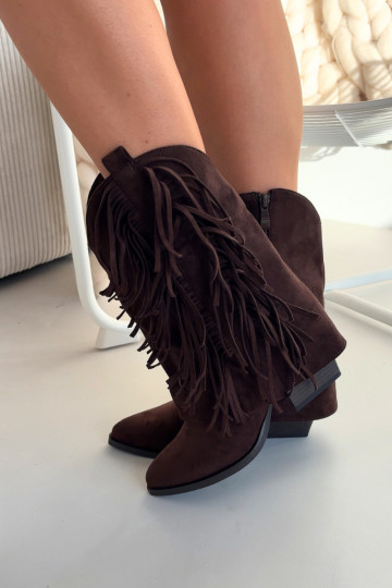 botas estilo coParaboy Feminino com franjas com salto CzekoladoParae Gralina 2
