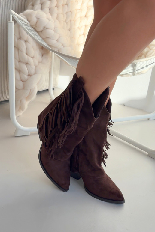 botas estilo coParaboy Feminino com franjas com salto CzekoladoParae Gralina