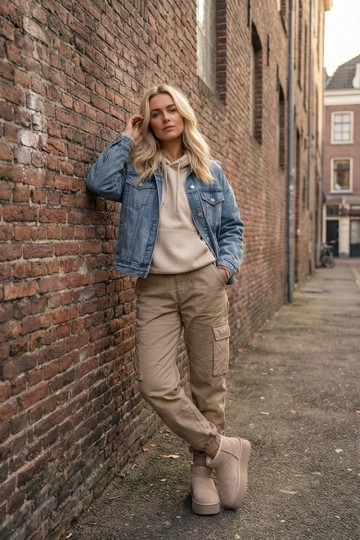 Botas de neve FemininoHabilitadoturalnego de camurçau bege Tem que serirene